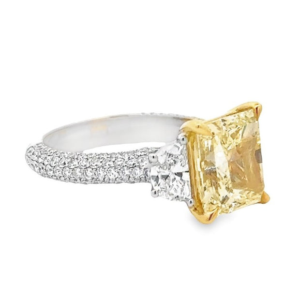 Platinum & 18K Yellow Gold Yellow Diamond & White Diamond Ring