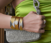 ALOR Cable 6-Row Hourglass Bracelet with 18kt Gold & Black & White Diamonds
