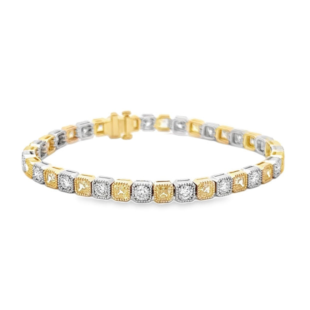 Platinum & 18K Yellow Gold Yellow & White Diamond Bracelet