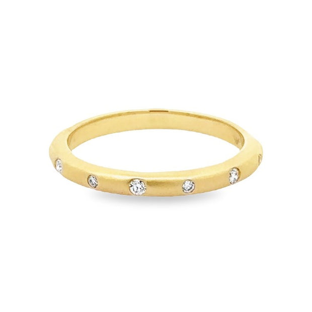 14K Yellow Gold Sprinkled Diamond Stackable Ring