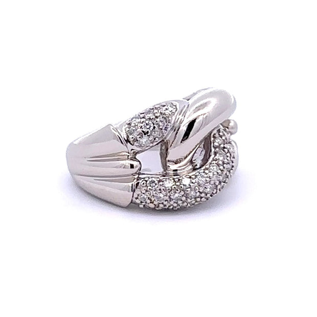 Estate 14K White Gold Diamond Link Ring