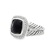 Estate Sterling Silver David Yurman Onyx & Diamond Ring