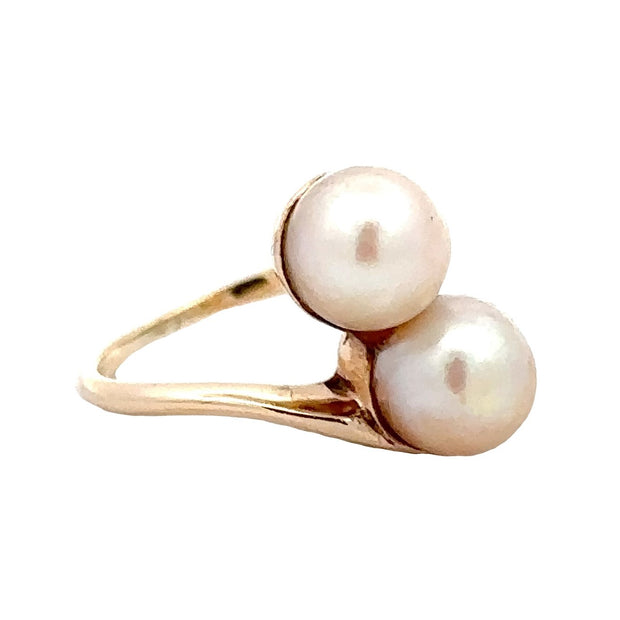 Estate 14K Yellow Gold Akoya Pearl Ring