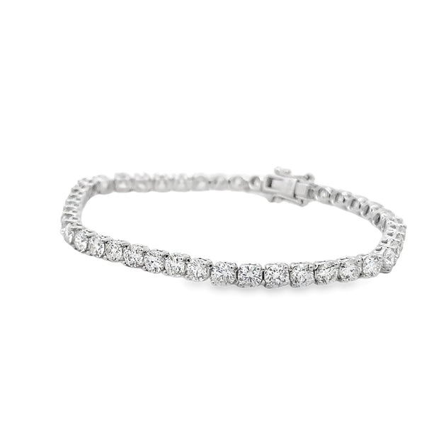 18K White Gold Two Prong Diamond Tennis Bracelet