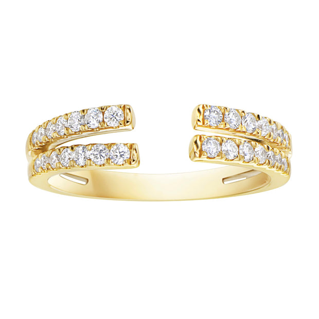 14K Yellow Gold Open-Style Double Band Diamond Ring