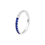 14K White Gold 50/50 Sapphire & Diamond Ring