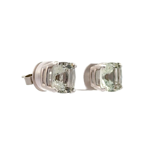 Estate 14K White Gold Prasiolite Earrings