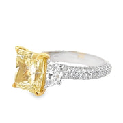 Platinum & 18K Yellow Gold Yellow Diamond & White Diamond Ring