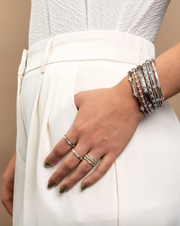 JudeFrances Silver Continuous Kite And Quad White Topaz Bangle
