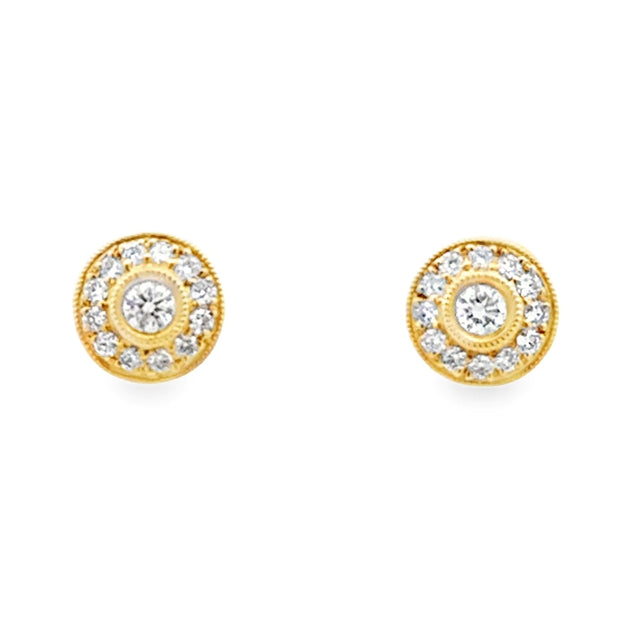 14K Yellow Gold Diamond Stud Earrings
