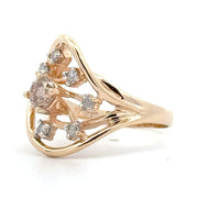 Estate 14K Yellow Gold Free-Form Diamond Ring