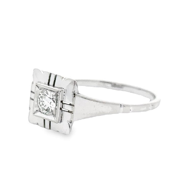 Estate 14K White Gold Modern Diamond Ring