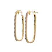 Nava Dee 14K Yellow Gold Oblong Diamond Hoop Earrings