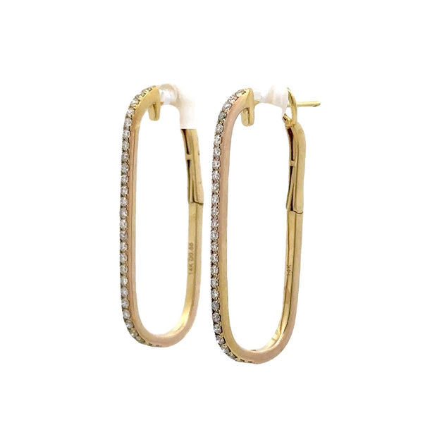 Nava Dee 14K Yellow Gold Oblong Diamond Hoop Earrings