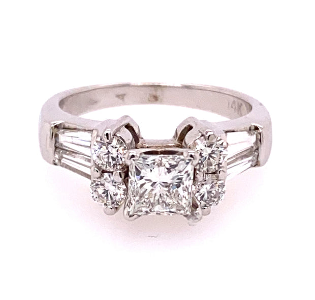 Estate 14K White Gold Princess-cut Diamond Engagement Ring