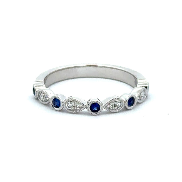 14K White Gold Stackable Sapphire & Diamond Ring