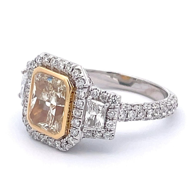 Platinum & 18K Yellow Gold Yellow & White Diamond Ring