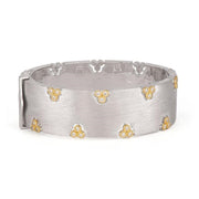 JudeFrances Mixed Metal Wide Band Cigar Style Bangle with White Diamond Trios