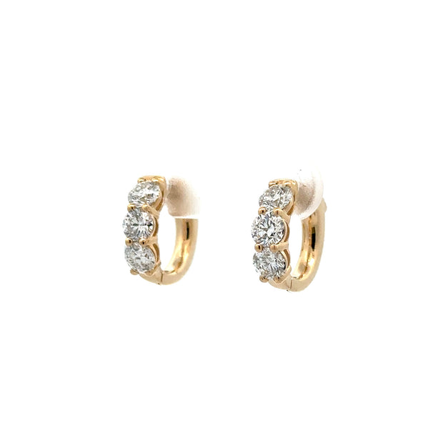 14K Yellow Gold Diamond Huggie Earrings