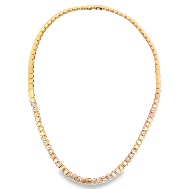 14K Yellow Gold Emerald-Cut Diamond Necklace