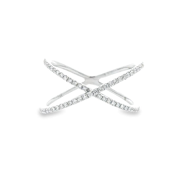 14K White Gold Diamond Criss-Cross Ring