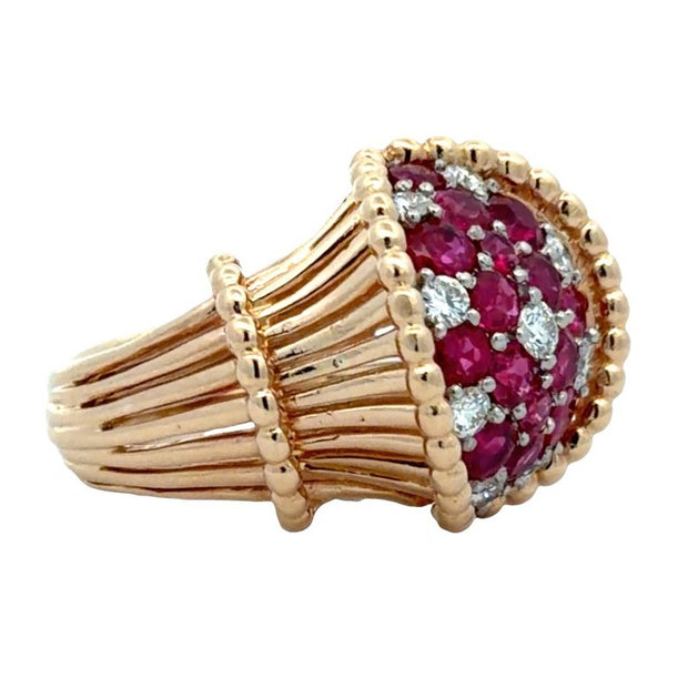 Estate 18K Yellow Gold & Platinum Ruby & Diamond Ring – Lustre