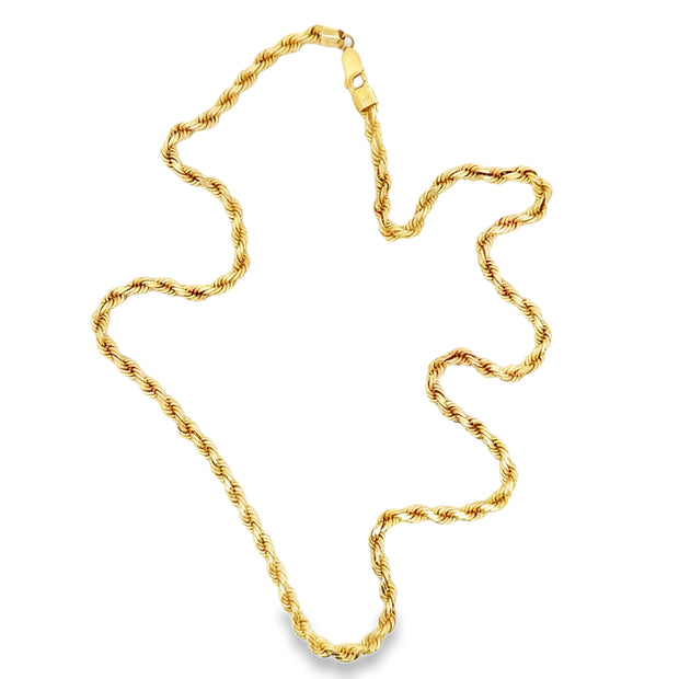 Estate 14K Yellow Gold Solid Rope Chain
