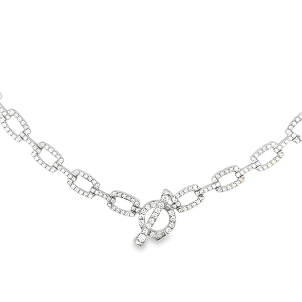 18K White Gold Toggle-Style Diamond Necklace
