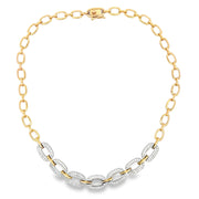 14K Yellow & White Gold Open Link Diamond Necklace