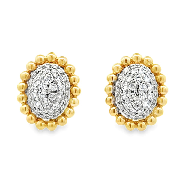 14K Yellow & White Gold Pavé Diamond Earrings
