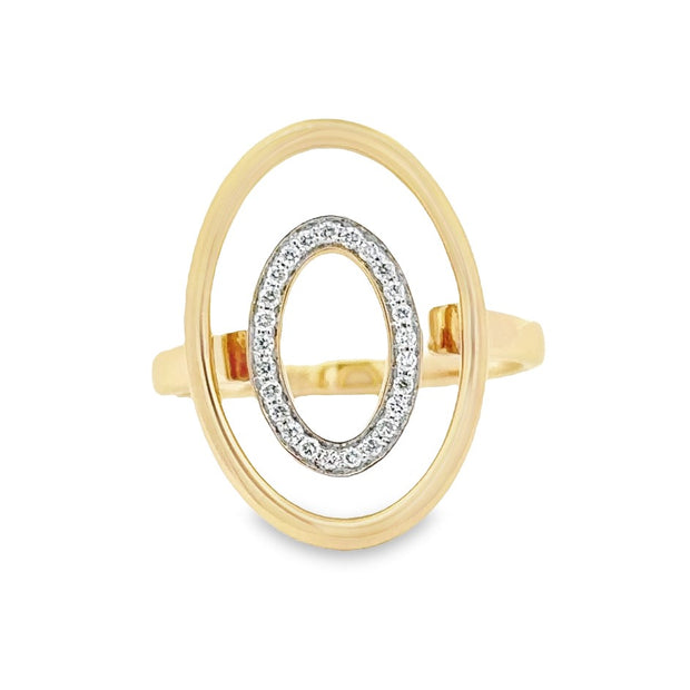 D.M. Kordansky 14K Yellow Gold Concentric Oval Diamond Ring