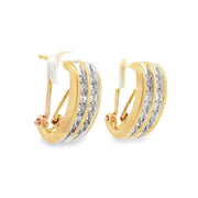 Estate 14K Yellow Gold Channel-Set Diamond Earrings