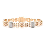 14K Yellow & White Gold Panther Link Diamond Bracelet