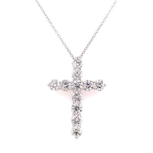 14K White Gold Diamond Cross Pendant