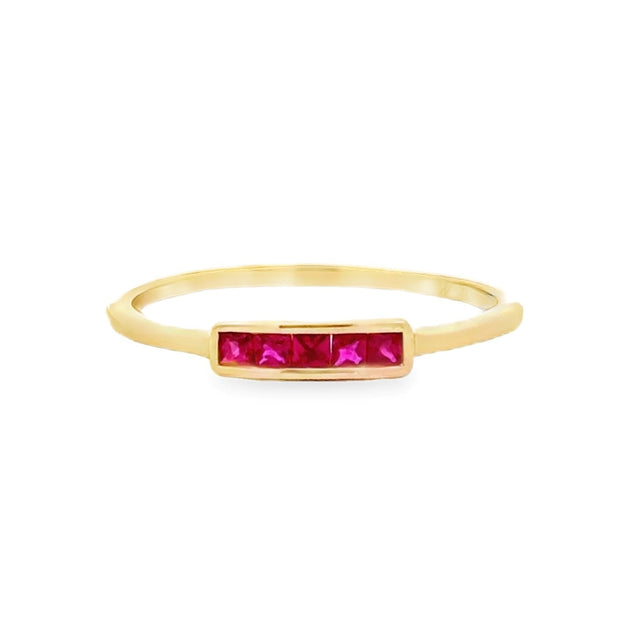 14K Yellow Gold & Ruby Stackable Ring