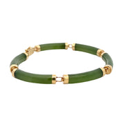 Estate 14K Yellow Gold Jade Link Bracelet
