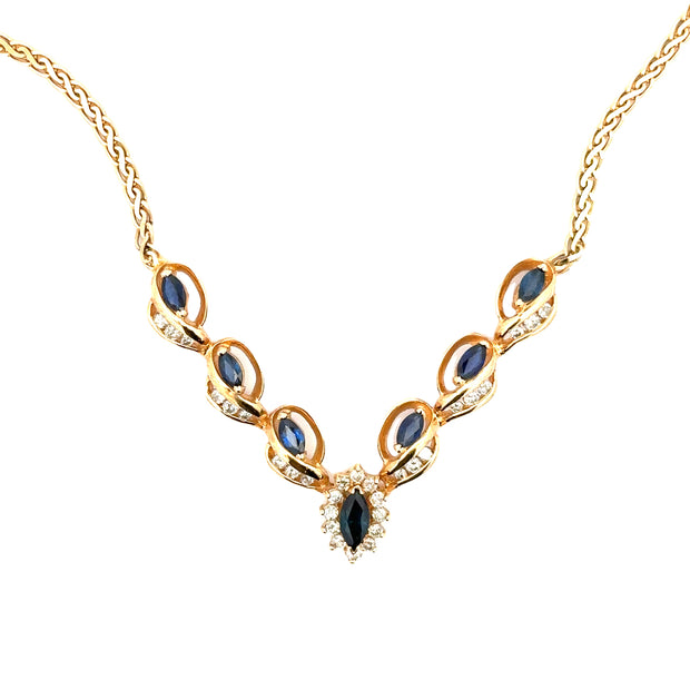 Estate 14K Yellow Sapphire & Diamond Necklace