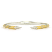 JudeFrances Narrow Mixed Metal Open Raised Pyramid Pavé Bangle