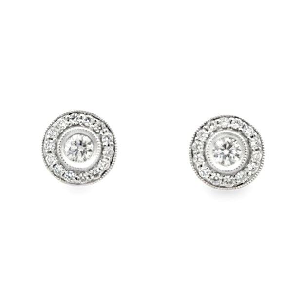 14K White Gold Diamond Stud Earrings