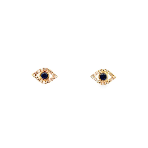Meira T 14K Yellow Gold Sapphire & Diamond Evil Eye Studs