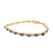 Estate 14K Yellow Gold Sapphire & Diamond Bracelet