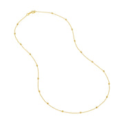 14K Yellow Gold Mini Ball Station Bead Chain Necklace