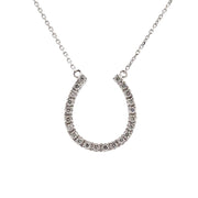 Estate 14K White Gold Diamond Horseshoe Necklace;