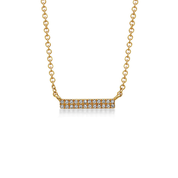 14K Yellow Gold Pavé-Set Diamond Bar Necklace
