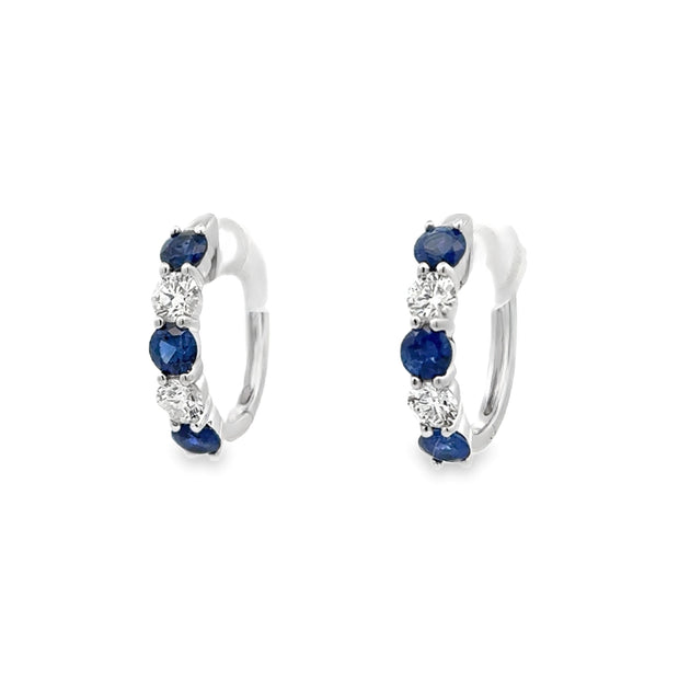 David Kord 14K White Gold Sapphire & Diamond Hoop Earrings