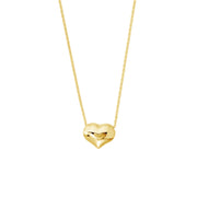 14K Yellow Gold Puffy Heart Adjustable Necklace