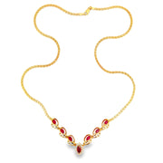 Estate 14K Yellow Ruby & Diamond Necklace