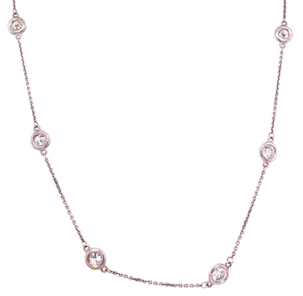14K White Gold Diamond-by-the-Yard Necklace