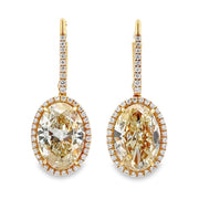 18K Yellow Gold Yellow & White Diamond Drop Earrings