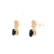 Estate 14K Yellow Gold Sapphire & Diamond Earrings